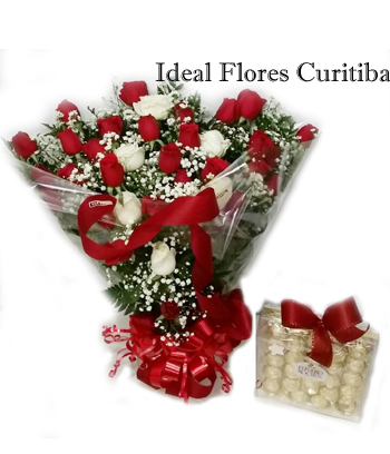 Buquê Duo + Ferrero Rocher com 24 Unidades