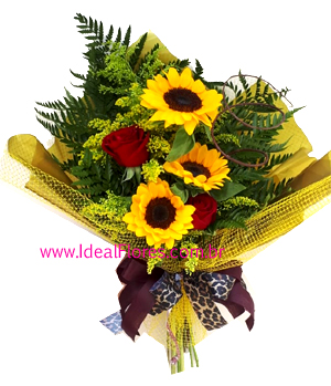 Mix de Rosas e Girassol